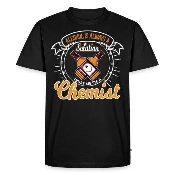 Solution d'alcool chimiste disant - T-shirt Premium bio Homme - noir - Devant - Nico (187cm)