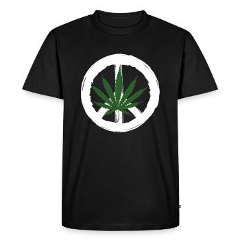 Pot de fumer signe de paix 420 rester haut weedd - T-shirt Premium bio Homme - noir - Devant - Nico (187cm)