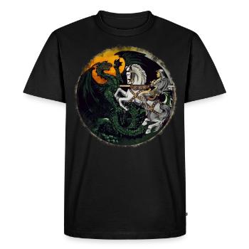 Chevalier combat les dragons - T-shirt Premium bio Homme - noir - Devant - Nico (187cm)