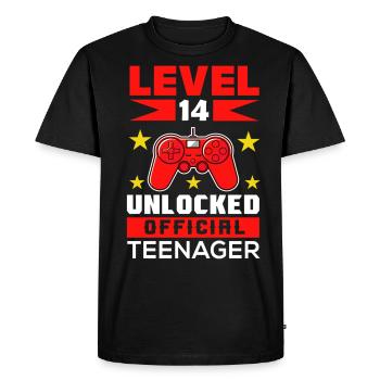 14 ans déverrouillé 14 ans Niveau 14 - T-shirt Premium bio Homme - noir - Devant - Nico (187cm)