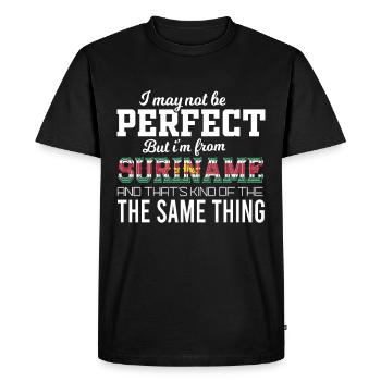 I'm almost perfect, I'm from Suriname - Men's Premium Organic T-Shirt - black - Front - Nico (187cm)