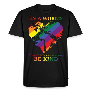 Drapeau Be Kind Gay Pride - T-shirt Premium bio Homme - noir - Devant - Nico (187cm)