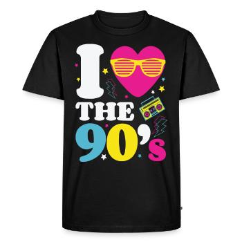 90s 90s 90s fashion 90s music - Men's Premium Organic T-Shirt - black - Front - Nico (187cm)