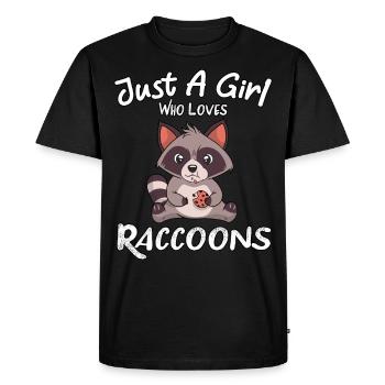 Juste une fille qui aime les amoureux des ratons laveurs Racoons Cute A - T-shirt Premium bio Homme - noir - Devant - Nico (187cm)