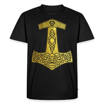 Golden Thor Hammer Nordic design gift - Men's Premium Organic T-Shirt - black - Front - Nico (187cm)