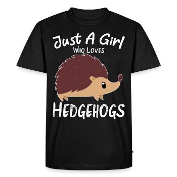 Juste une fille qui aime les hérissons Hedgehog Lovers Cu - T-shirt Premium bio Homme - noir - Devant - Nico (187cm)