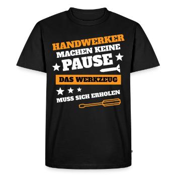 Handwerker machen keine Pause Geschenk - Männer Premium Bio T-Shirt - Schwarz - Vorne - Nico (187cm)