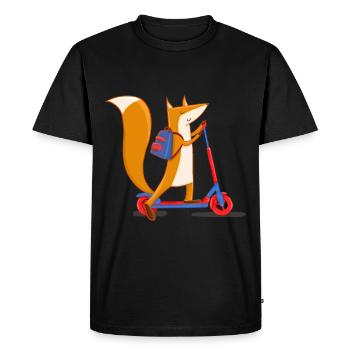 Chemin de l'école Fuchs en scooter à l'école en classe - T-shirt Premium bio Homme - noir - Devant - Nico (187cm)