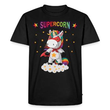 Licorne super-héros supercorn héros garçon fille - T-shirt Premium bio Homme - noir - Devant - Nico (187cm)