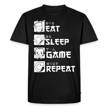 Eat Sleep Game Repeat Japan Kanji Video Games Game - T-shirt Premium bio Homme - noir - Devant - Nico (187cm)