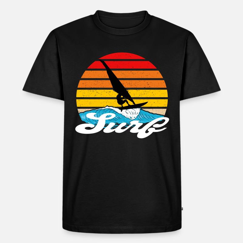Surfboard Windsurfen - Männer Premium Bio T-Shirt - Schwarz
