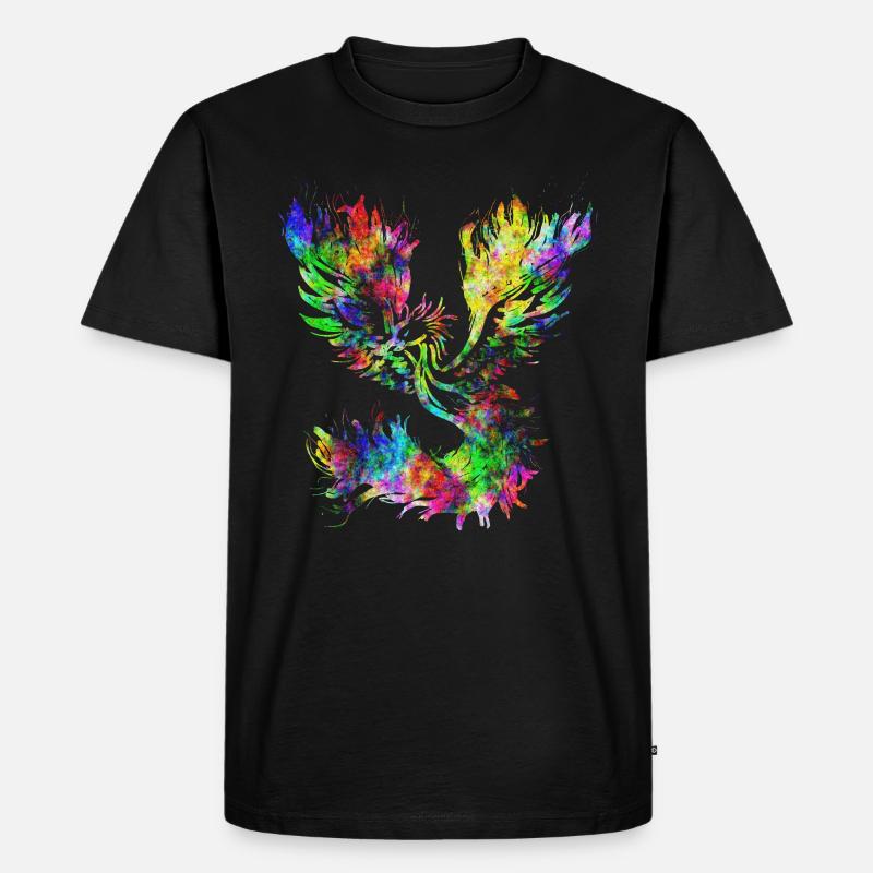 Psychedelischer Phönix - Männer Premium Bio T-Shirt - Schwarz