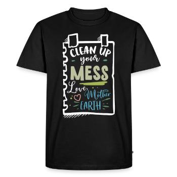 Earth Day note from Mother Earth Climate Change - Men's Premium Organic T-Shirt - black - Front - Nico (187cm)