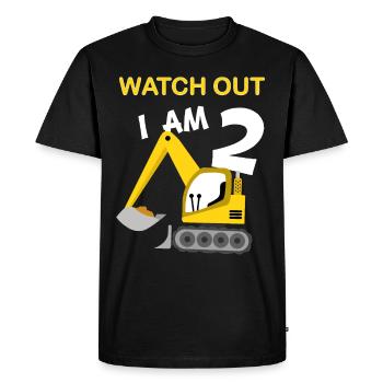 Garçon 2e anniversaire Digger Chantier de construction - T-shirt Premium bio Homme - noir - Devant - Nico (187cm)