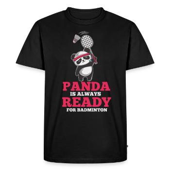 Pandabären-Tee Badminton-Spieler Tierfederball - T-shirt Premium bio Homme - noir - Devant - Nico (187cm)