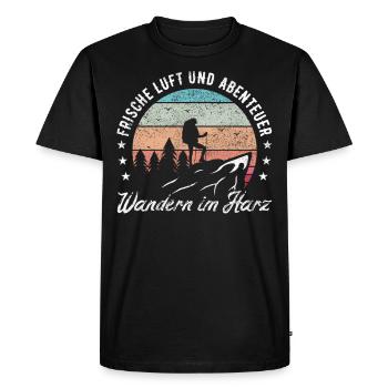 Wandern im Harz - Männer Premium Bio T-Shirt - Schwarz - Vorne - Nico (187cm)