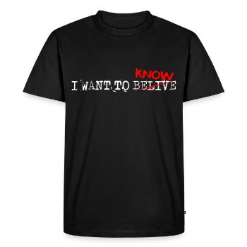 i want to belive - Alien UFO gift idea - Men's Premium Organic T-Shirt - black - Front - Nico (187cm)