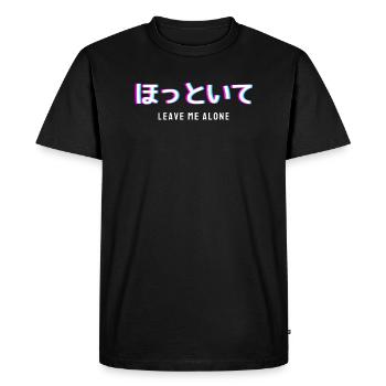 Laisse-moi seul Texte japonais Vaporwave - T-shirt Premium bio Homme - noir - Devant - Nico (187cm)