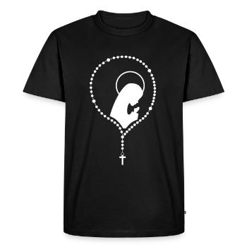 Motif d'église catholique avec nonne et chapelet - T-shirt Premium bio Homme - noir - Devant - Nico (187cm)