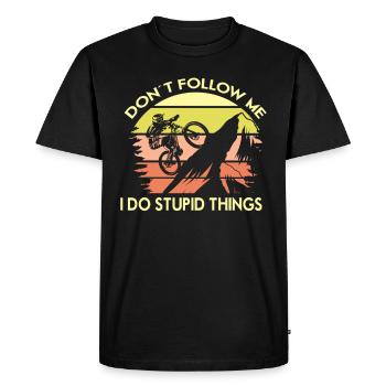 Ne me suivez pas, je fais des choses stupides - T-shirt Premium bio Homme - noir - Devant - Nico (187cm)