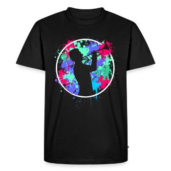 Joueur de trompette trompette trompette - T-shirt Premium bio Homme - noir - Devant - Nico (187cm)