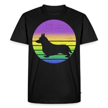 Corgi rétro sunset design cadeau pour les amateurs de corgi - T-shirt Premium bio Homme - noir - Devant - Nico (187cm)