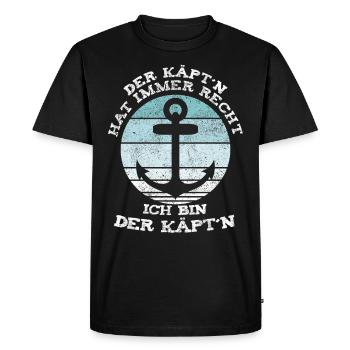 Käptn Kapitän Captain Anker - Männer Premium Bio T-Shirt - Schwarz - Vorne - Nico (187cm)