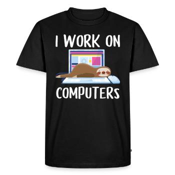 I work on computers Computer Programer Geschen - Men's Premium Organic T-Shirt - black - Front - Nico (187cm)