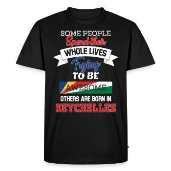 Né aux Seychelles - T-shirt Premium bio Homme - noir - Devant - Nico (187cm)
