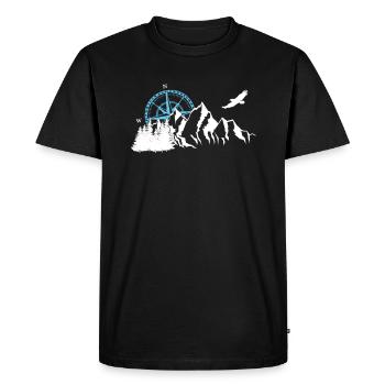 Berge Kompass Natur Geschenk - Männer Premium Bio T-Shirt - Schwarz - Vorne - Nico (187cm)