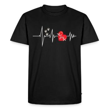 Chien chat coeur ligne patte pet - T-shirt Premium bio Homme - noir - Devant - Nico (187cm)