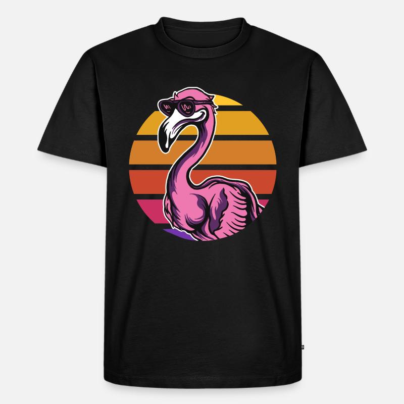 Retro Flamingo - Männer Premium Bio T-Shirt - Schwarz
