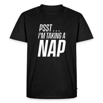 Psst je fais une sieste, dors - T-shirt Premium bio Homme - noir - Devant - Nico (187cm)