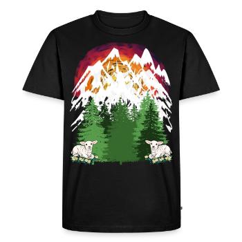 Moutons Chèvres Alpage Montagnes Alpes Vacances Tannen Alm - T-shirt Premium bio Homme - noir - Devant - Nico (187cm)