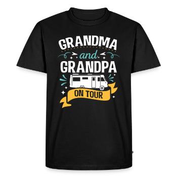 Grand-mère et grand-père en camping-car - T-shirt Premium bio Homme - noir - Devant - Nico (187cm)