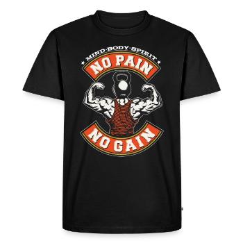 No Pain No Gain Fitness Gym Muscles Cadeau - T-shirt Premium bio Homme - noir - Devant - Nico (187cm)
