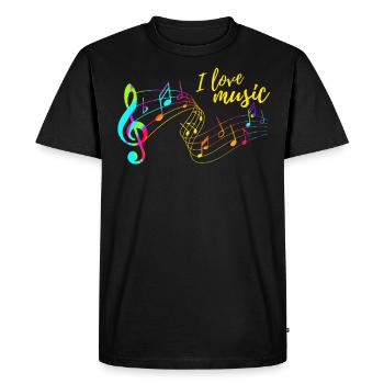 J'aime la musique - T-shirt Premium bio Homme - noir - Devant - Nico (187cm)