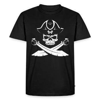 Cadeau amusant de capitaine corsaire crâne de pirate - T-shirt Premium bio Homme - noir - Devant - Nico (187cm)