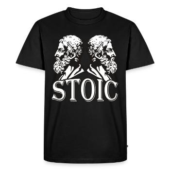 Philosophe stoïcien - T-shirt Premium bio Homme - noir - Devant - Nico (187cm)