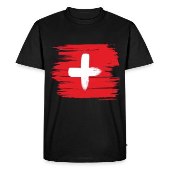 Drapeau suisse - T-shirt Premium bio Homme - noir - Devant - Nico (187cm)