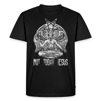 Pas aujourd'hui Jésus Baphomet Antéchrist occulte gothique - T-shirt Premium bio Homme - noir - Devant - Nico (187cm)