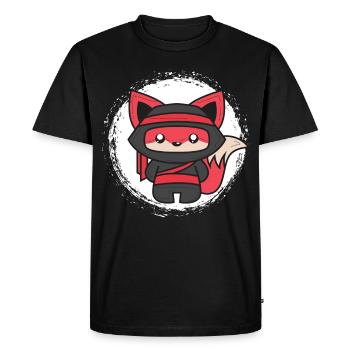 Cadeau renard ninja pour renards Shinobi et ninjas - T-shirt Premium bio Homme - noir - Devant - Nico (187cm)