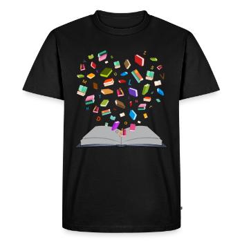 Flying Books - Livres volants - Forme du cœur - T-shirt Premium bio Homme - noir - Devant - Nico (187cm)