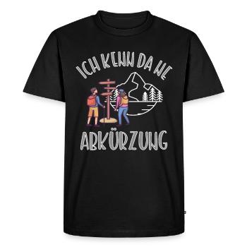 Ich kenn da ne abkürzung Cooles Wanderdesign - Männer Premium Bio T-Shirt - Schwarz - Vorne - Nico (187cm)