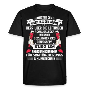 Heizungsbauer Heizungsbau Heizungsinstallateur - Männer Premium Bio T-Shirt - Schwarz - Vorne - Nico (187cm)