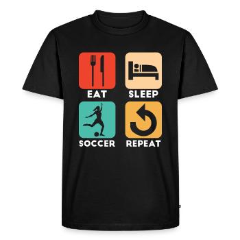 Women's soccer Eat sleep soccer repeat - Men's Premium Organic T-Shirt - black - Front - Nico (187cm)