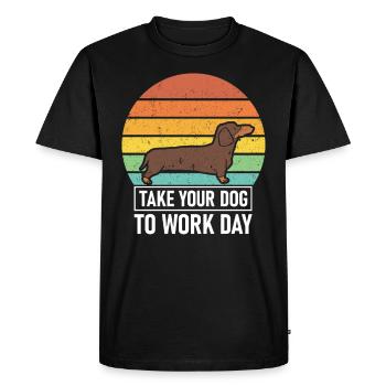 Cadeau de chien teckel pour emmener votre chien au travail - T-shirt Premium bio Homme - noir - Devant - Nico (187cm)