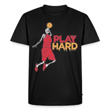 Halloween jouer au basket-ball horreur squelette dur - T-shirt Premium bio Homme - noir - Devant - Nico (187cm)
