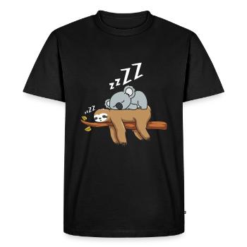 Lève-tard Paresseux fatigué avec koala endormi - T-shirt Premium bio Homme - noir - Devant - Nico (187cm)
