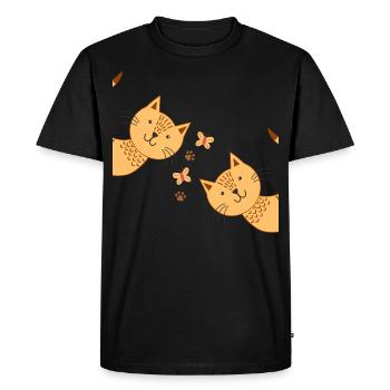 Chat patte de chat visage de chat deux chats - T-shirt Premium bio Homme - noir - Devant - Nico (187cm)